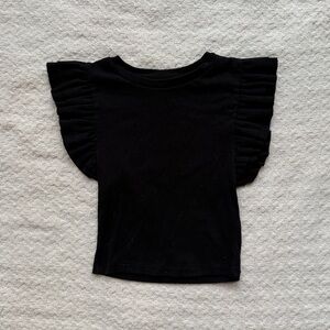 Zara Women’s Size Small Black Ruffle Sleeve Tee